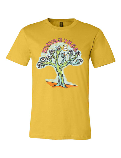 Joshua Tree Peace Flower Tie Dye T Shirt - Maize Yellow